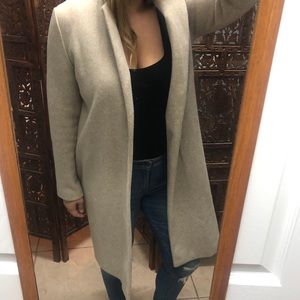 Zara Oatmeal Beige Long Jacket Coat Neutral L